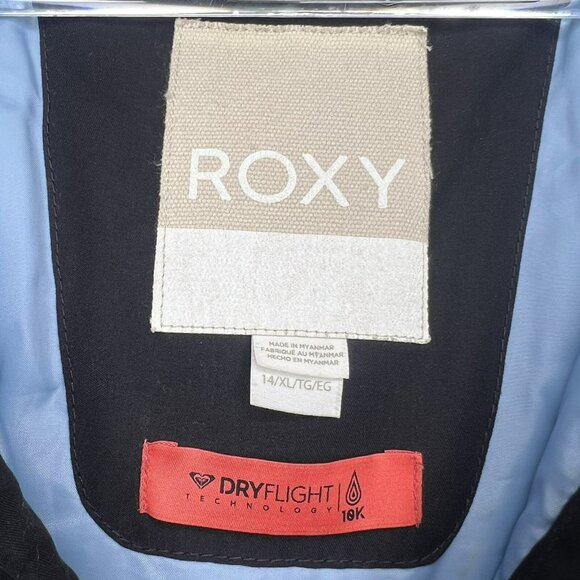 Roxy Girls Black Dry Flight Technology Hooded Ski Snowboard Jacket Size 14 XL - Picture 6 of 6